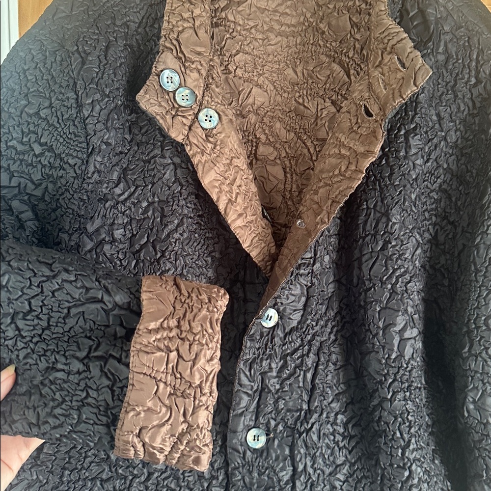 Textured Black Button-Up Jacket - image 3